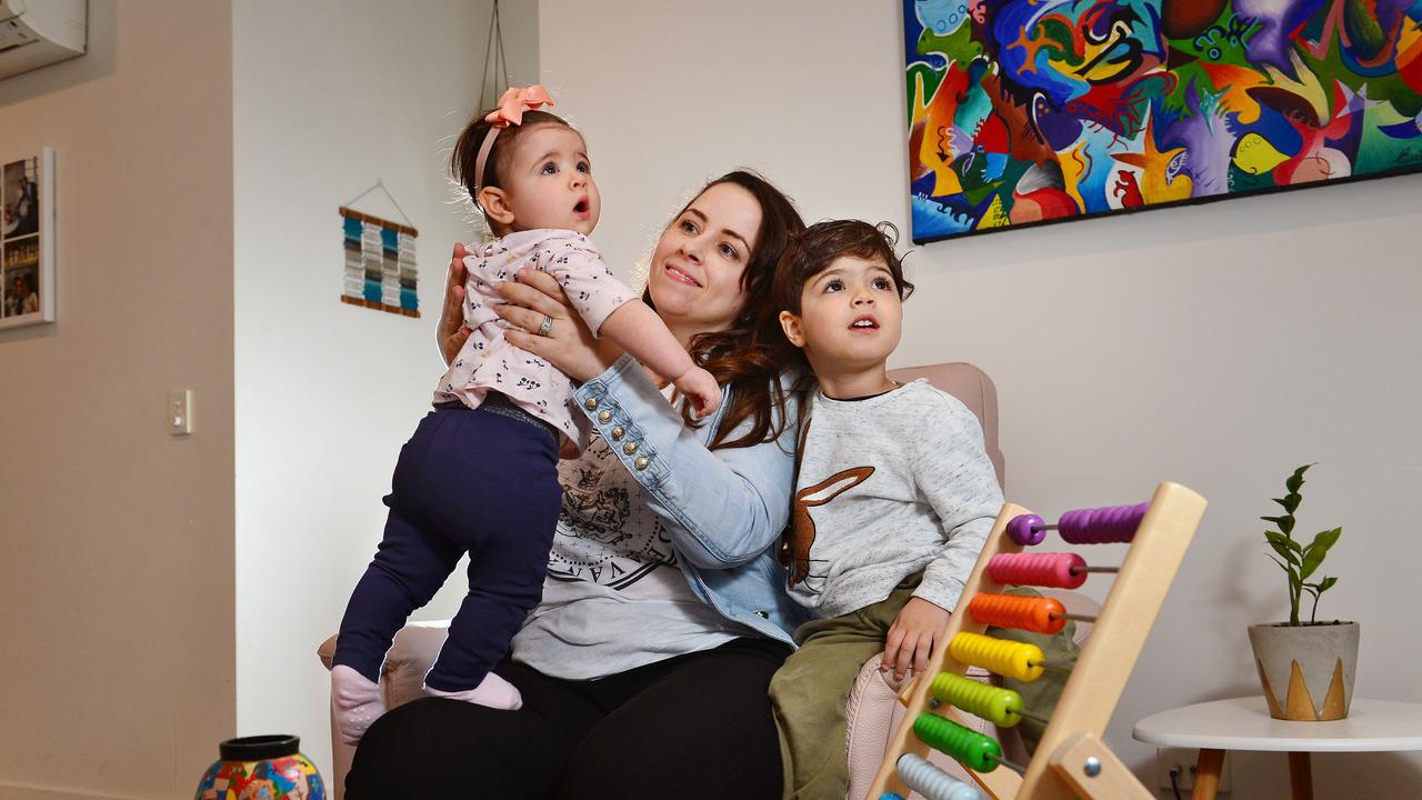 Mother-of-two Emilia Rossi said having free childcare has been a help for her household’s bottom line. Picture: Nicki Connolly