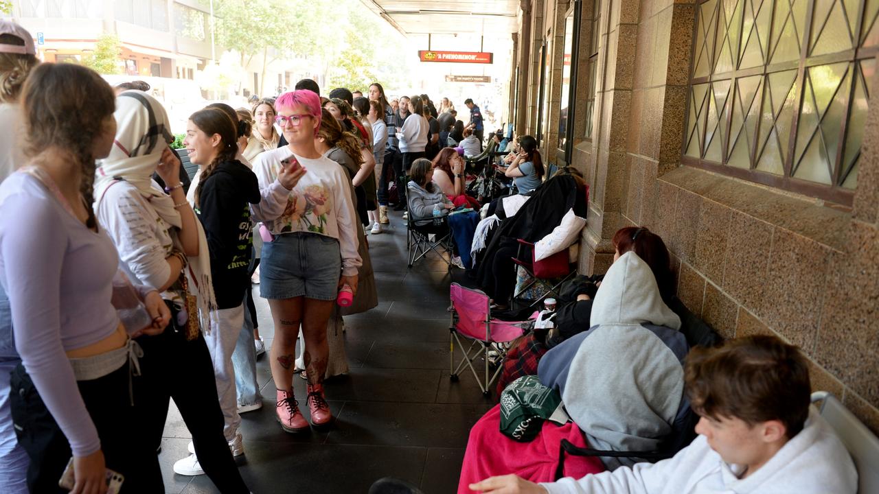 Taylor Swift fans queued for tickets outside Ticketek on Exhibition Street last November. Picture: NewsWire / Andrew Henshaw