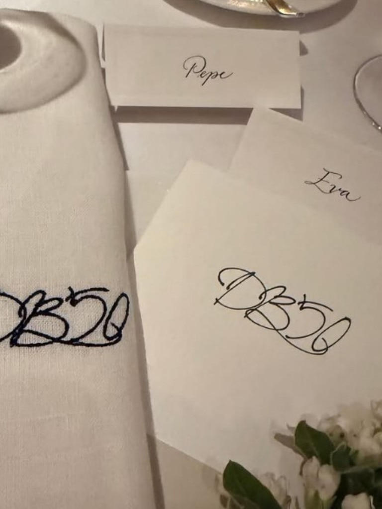 Longoria shared an image of the table setting from David Beckham's 50th celebrations. Photo: Instagram