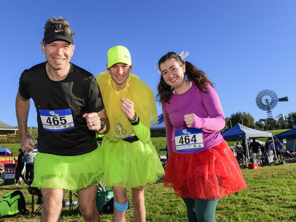 Ready for the 4km Remembrance event are (from left) Kyle Buchanan, Monte Buchanan and Elizabeth Wilson at the 40 for Fortey relay at Toowoomba Showgrounds, Sunday, June 8, 2025. Picture: Kevin Farmer