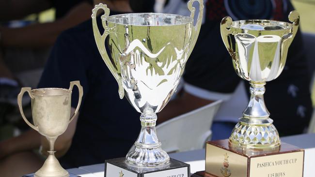 Some of the trophies on offer at the event in western Sydney.