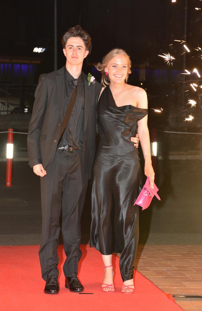 Toowoomba school formals. At the 2023 St Ursula's College formal is graduate Kiara Barrett with her partner. Picture: Rhylea Millar