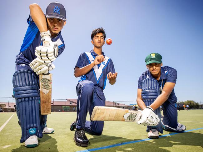 As well as celebrating being ranked 161 in the state, Al-Taqwa College has had three students – Abdul Rafay, and Aiman and Aayan Nadeem – selected to play for Victorian U17 cricket squads. Picture: Mark Stewart