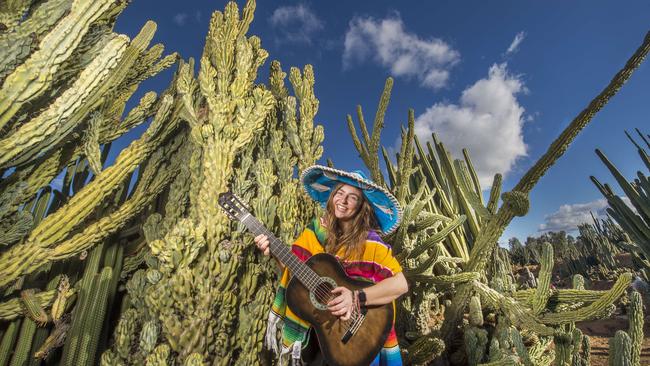 Sophie Bozon at Cactus Country with more than 10,000 cacti. Picture: Rob Leeson