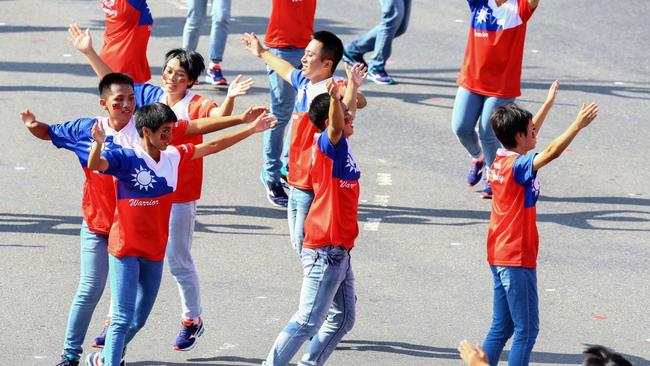 Dancers perform during the National Day celebrations in Taipei. Picture: Maurice Tsai