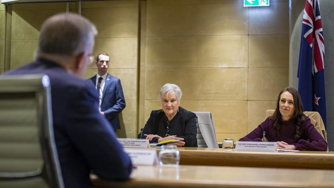 Mr Albanese and Ms Arden meet for their first formal talks in Australia. Picture: NCA NewsWire / Christian Gilles