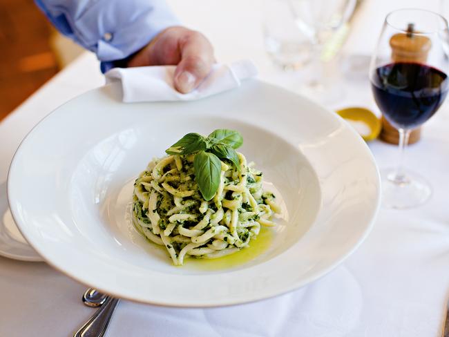 TWAM-20160116 EMBARGO FOR TWAM 16 Jan 2016 NO REUSE WITHOUT PERMISSION Pici pasta with pesto at Lucio's restaurant Sydney Pic : Nikki Short