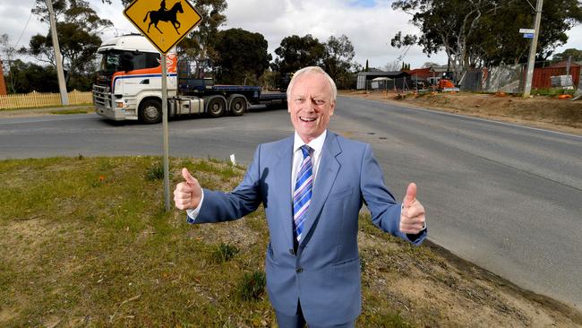 Tea Tree Gully Cr Bernie Keane beside Golden Grove Road near Greenwith Road. Picture: Sam Wundke/AAP