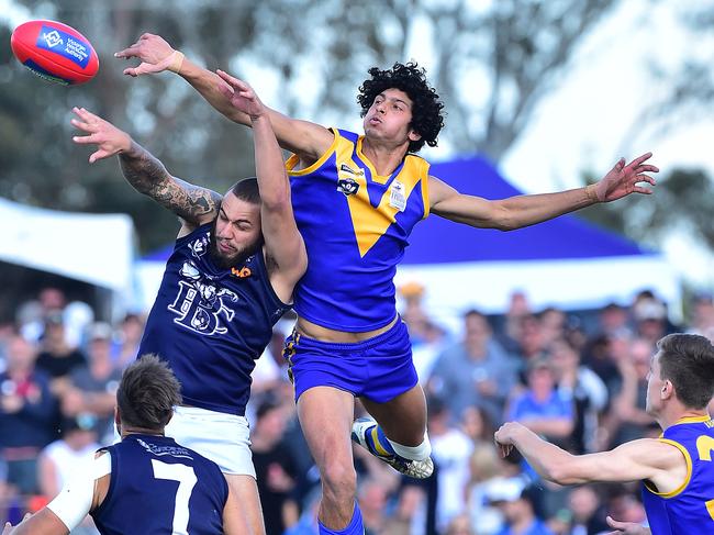 Mick Boland competes in the ruck. Picture: Derrick den Hollander