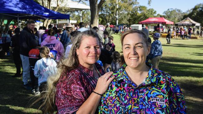 Mandy Walker (left) and Kelly Sutton helped organise Sadie's Day Out, a special community event to celebrate the life of five-year-old crash victim Sadie, held at Cambooya State School, Saturday, June 7, 2025. Picture: Kevin Farmer