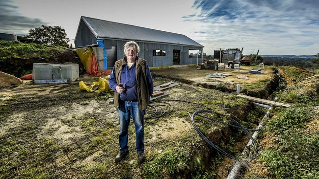 James Tilbrook at his winery in Lobethal which was gutted by the fires. Picture: Roy Van Der Vegt