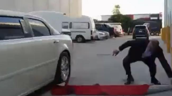 A video shows the red carpet being rolled out for the European politician and professional poker player Antanas Guoga in April last year. Picture: Supplied