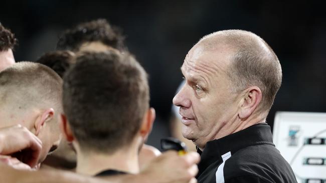 Ken Hinkley is grateful Port Adelaide’s chief executive Keith Thomas has guaranteed he will continue as coach in 2020 after ongoing speculation about his position. Picture: Sarah Reed