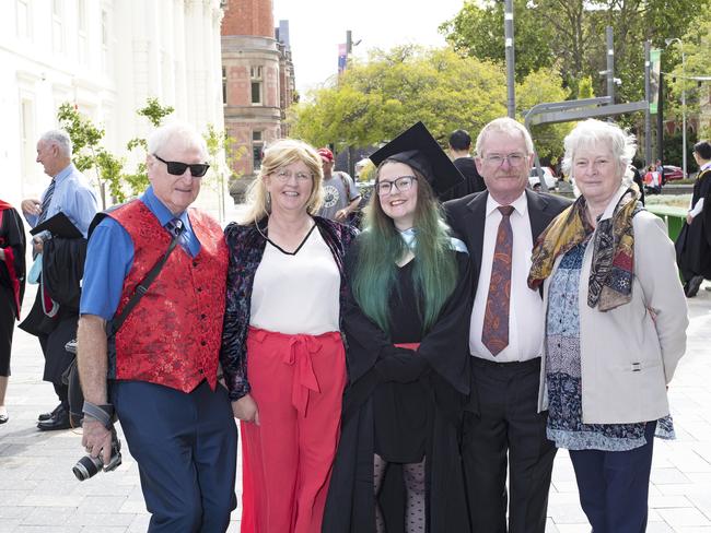 Colin Glennie, Sonia Allan- Colebrook, Rowena Allan, Bruce Allan- Colebrook and Carol Glennie at the UTAS Graduation at Launceston. PICTURE CHRIS KIDD