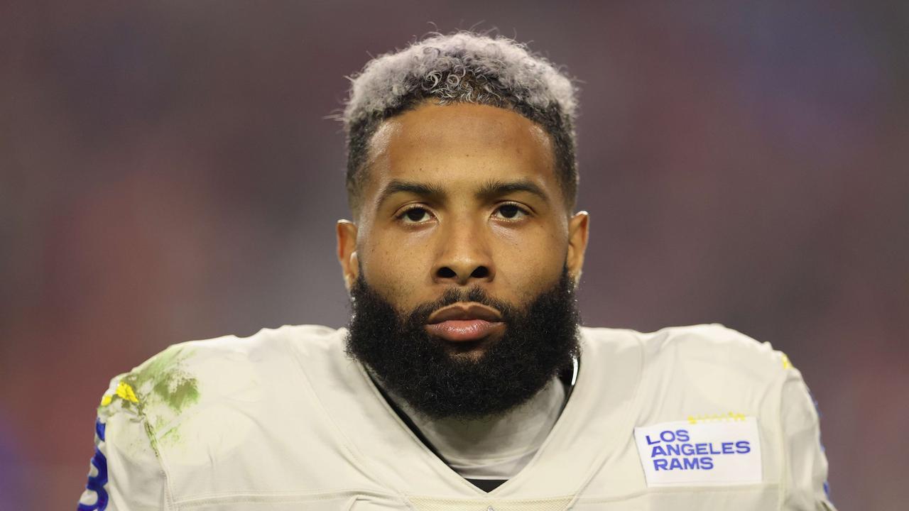GLENDALE, ARIZONA - DECEMBER 13: Wide receiver Odell Beckham Jr. #3 of the Los Angeles Rams stands on the sidelines during the third quarter of the NFL game against the Arizona Cardinals at State Farm Stadium on December 13, 2021 in Glendale, Arizona. The Rams defeated the Cardinals 30-23. Christian Petersen/Getty Images/AFP == FOR NEWSPAPERS, INTERNET, TELCOS &amp; TELEVISION USE ONLY ==
