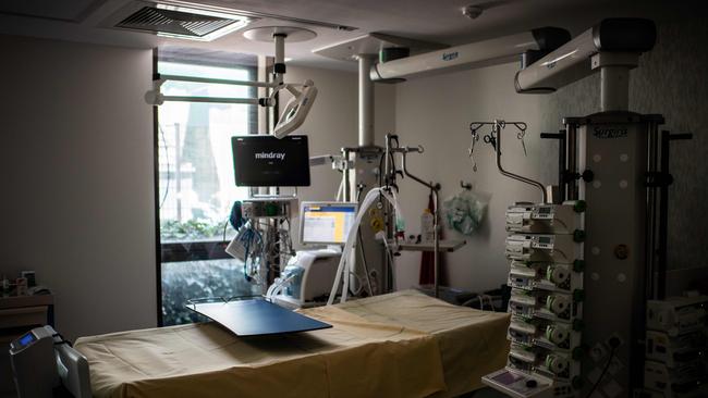 An empty bed in the intensive care unit of Saint-Louis hospital in Paris. Picture: AFP