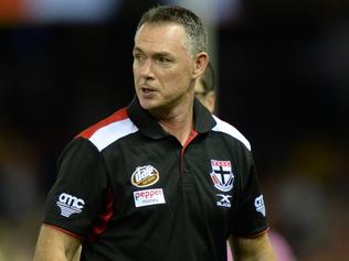 Alan Richardson during the Round 1 AFL match between the St Kilda Saints and the Melbourne Demons at Etihad Stadium in Melbourne, Saturday, March 25, 2017. (AAP Image/Mal Fairclough) NO ARCHIVING, EDITORIAL USE ONLY