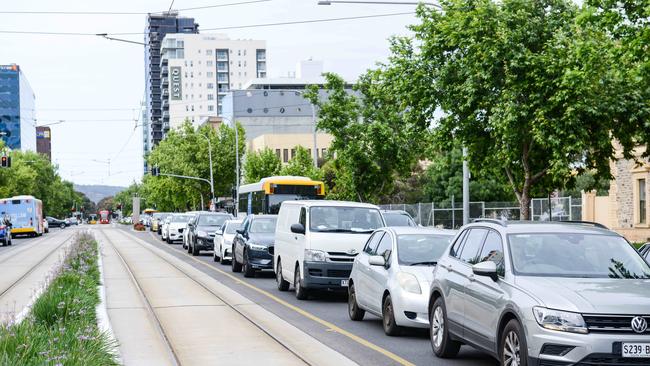 Peak-hour traffic in Adelaide’s CBD. Picture: NCA NewsWire/Brenton Edwards