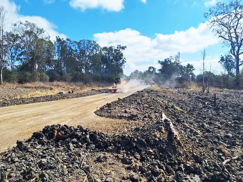 The aftermath of a truck crash and explosion on the Bruce Highway at Bororen earlier this year.