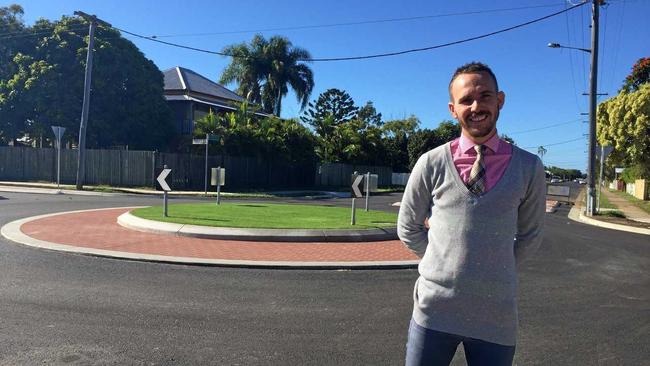 Councillor Daniel Sanderson with the roundabout which caused all the fuss. Picture: Carlie Walker