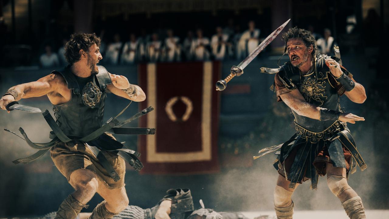 Paul Mescal and Pedro Pascal face off in the Colosseum. Picture: Supplied/Paramount