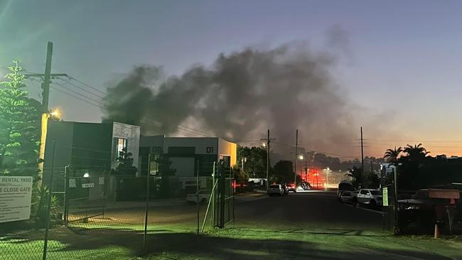 A fire broke out in the industrial area in Burleigh Heads this morning. Picture: Fran Lawlor via Facebook