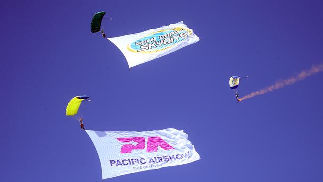 Gold Coast Skydive at day three of the Pacific Airshow, 20 August 2023. Picture: Richard Gosling