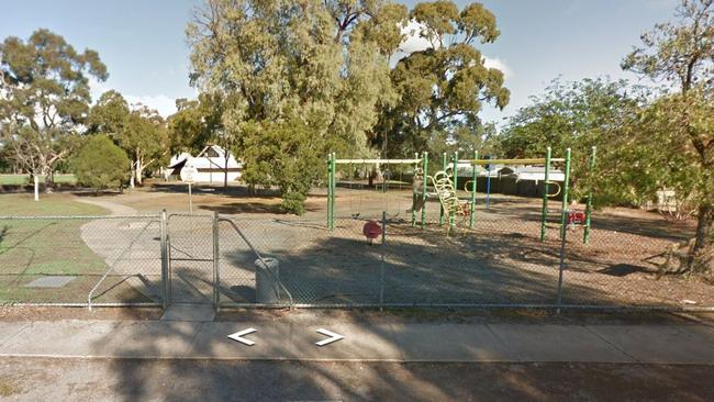 The playground at Blair Athol Reserve that a 10-year-old ran past to escape an attacker after an alleged assault in nearby public toilets. Picture: Google Street View