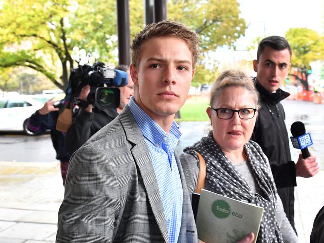 Reece Watherston photographed in Adelaide on Tuesday 7th of May 2019. Reece is on trial in the Supreme Court for manslaughter over death of Jack Hanley in Hindley St brawl in December 2017. (AAP/ Keryn Stevens)