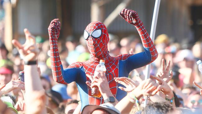 Music fans at The Falls festival in Byron Bay in 2019. Picture: Patrick Gee