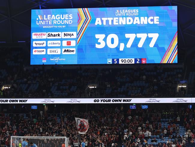 The Sydney derby attracted a huge crowd. Picture: Mark Metcalfe/Getty Images