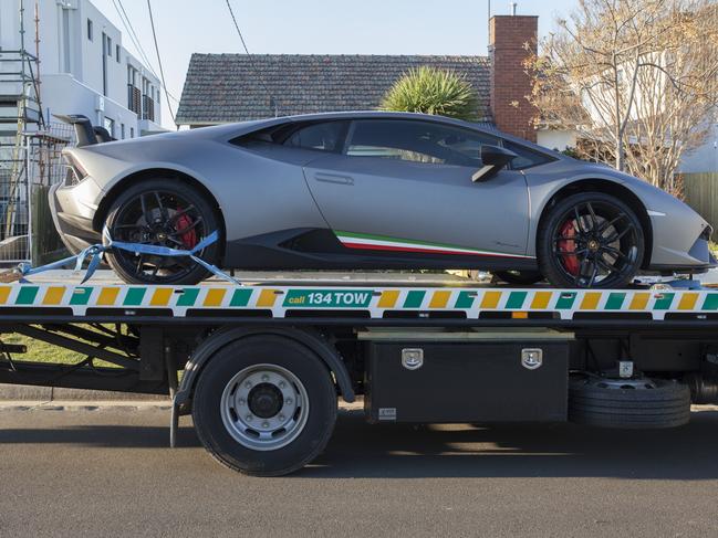 A 2018 Lamborghini Huracan sports car was among the items seized by Australian Federal Police. Picture: AFP