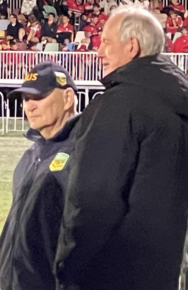 Wayne Bennett with schoolboy league doyen Phil Hall