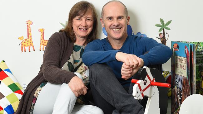 Mary Muirhead, pictured with her TV presenter husband Tom Gleisner, is director of the Kew Autism Centre. Picture: Josie Hayden