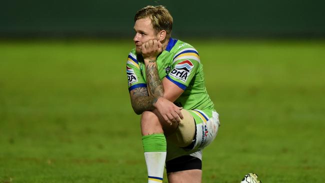 Blake Austin of the Raiders looks on following his team’s loss to the Dragons.