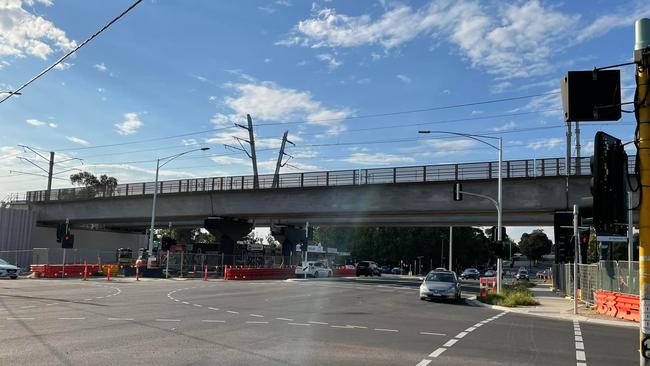 After – work progressing on the new bridge.