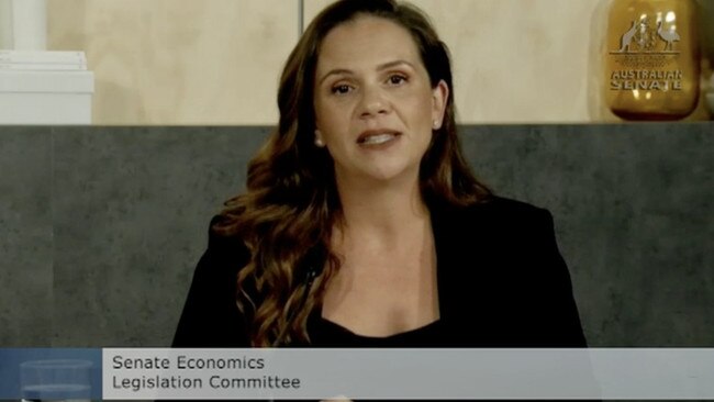 Google Australia and New Zealand managing director Mel Silva speaks to a Senate committee in Canberra. Picture: Supplied.