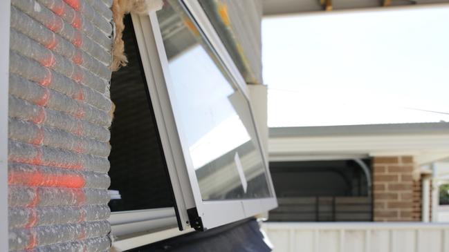 The first 3D printed homes in Dubbo are nearing completion. Front windows.Pic by Dean Marzolla