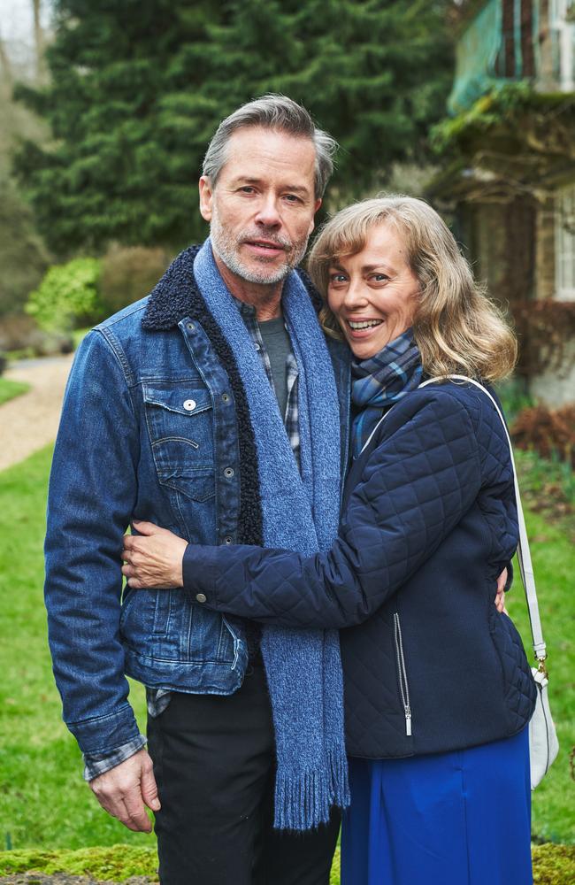 ‘It wasn’t the best way to find out!’ Guy Pearce and Annie Jones on the set of Neighbours.