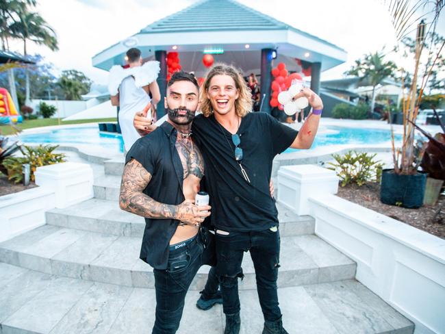 OnlyFans millionaire Jackson O’Doherty (left) at his Gold Coast mansion before he sold it. Picture: Supplied