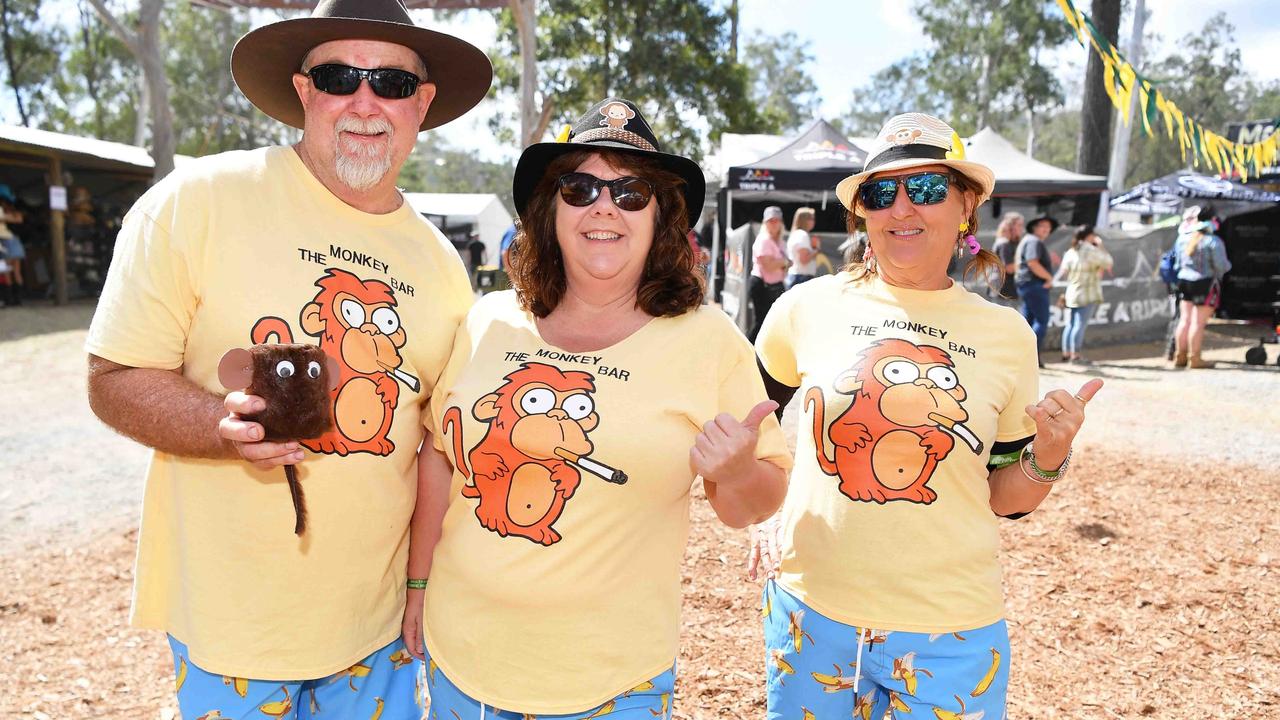 Jill and Trevor Muller with Basil Beck at Gympie Music Muster. Picture: Patrick Woods.