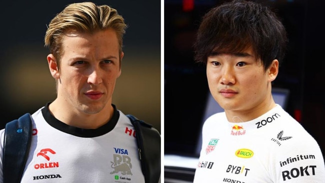 Liam Lawson and Yuki Tsunoda. Photos: Getty Images