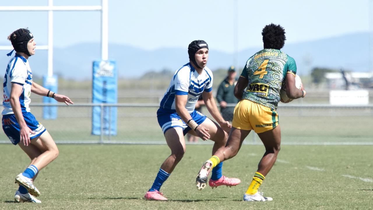 Ignatius Park College and Kirwan State High School teams take on St Brendanâ€™s College Yeppoon teams in Queensland state rugby league semi finals at Mackay on Wednesday, August 24, 2022.