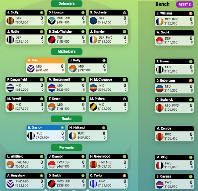 The Phantom's Final SuperCoach team