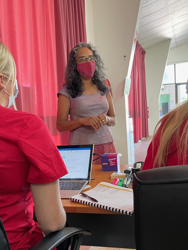 Dr Bahvini Patel at the Darwin Covid-19 Vaccination Centre in Marrara. Picture: Thomas Morgan