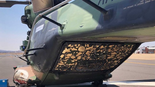 A photograph taken by aircrew on-board a Defence helicopter responsible for starting the Orroral Valley fire, just moments after it was accidentally lit. Supplied to ABC by Department Of Defence.