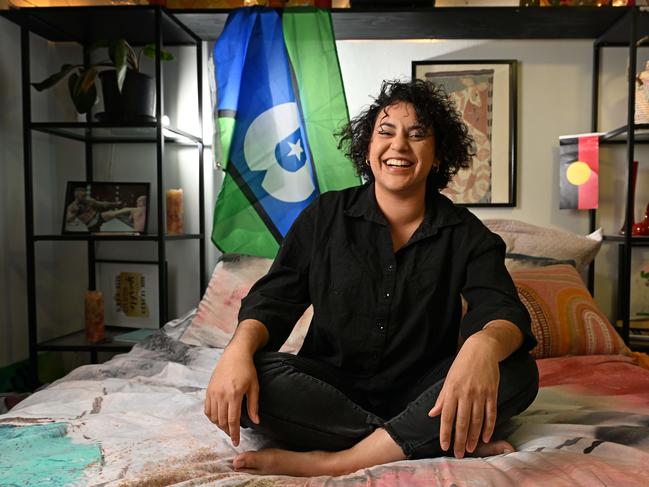 Granddaughter of Eddie Mabo, Hannah Duncan, 26, a lawyer, at her home in Norman Park, Brisbane. Picture: Lyndon Mechielsen