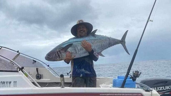 Giant Spanish mackerel caught off the coast of Tweed by angler Nathan Warlosz. Picture: Supplied