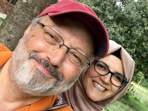 Jamal Khashoggi with fiancée Hatice Cengiz