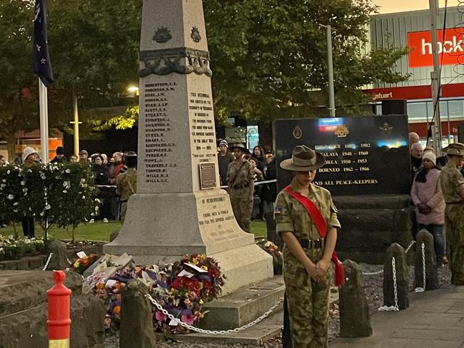 Local cadets guard the cenotaph.